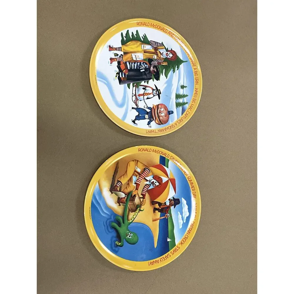 Vintage‎ 1977 McDonalds Melamine Plates Set/2 Ronald McDonald Grimace Lexington